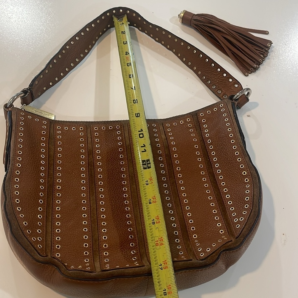 MK Michael Kors Brooklyn Grommet Leather Suede Hobo Crossbody Bag Caramel brown - Picture 16 of 17